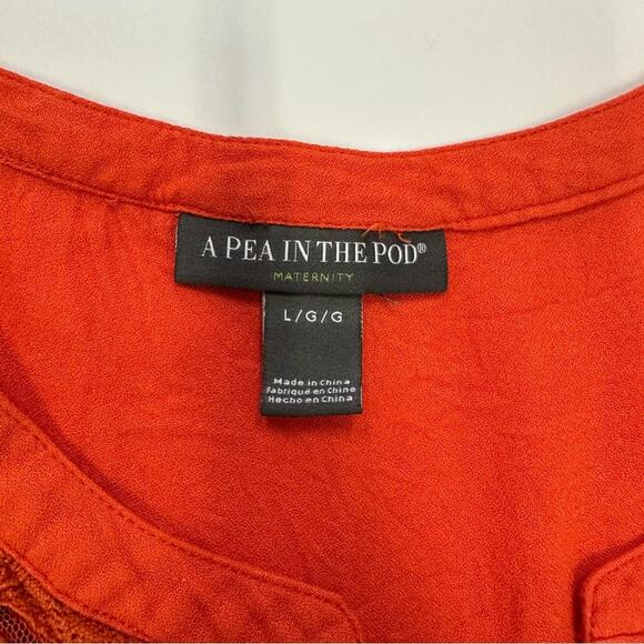 A Pea in the Pod Maternity Tunic Top Large L/G - Boho Embroidered Red Blouse - Picture 2 of 9